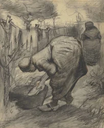 Camponesa na lagoa em um jardim (1885)