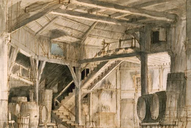 Cenografia de Francesco Bagnara, para Norma, ópera de Vincenzo Bellini (1801-1835), interpretada no Teatro La Fenice em Veneza