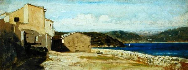 Casas em Lerici (óleo sobre painel)
