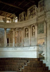 Arquitetura renascentista: vista do Teatro Olímpico (teatro olimpico) projetado pelo arquiteto Vincenzo Scamozzi (1552-1616) 1588-1590 Sabbioneta, Itália
