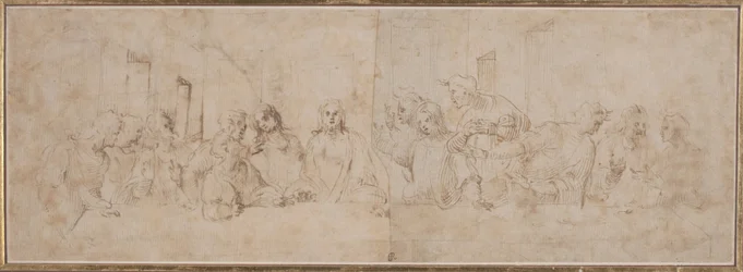 a) A Última Ceia; b) Putti, c.1515 (desenho a pena e tinta)