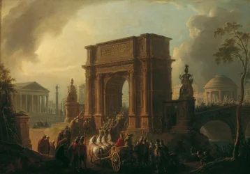 Procissão triunfante de um general através do Arco de Tito