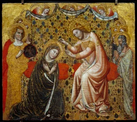 Coroação da Virgem. Pintura sobre madeira de Vitale da Bologna (1289/1309-1359/1369). Paris, Musée du Louvre.