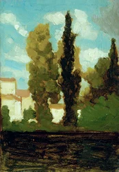 Estudo de uma aldeia, c.1860 (óleo sobre cartão)