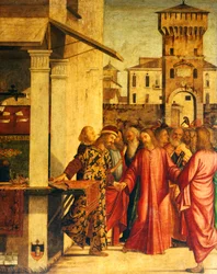 Chamada de Cristo de São Mateus, de Vittore Carpaccio (ca. 1465-1525 ou 1526). Escola de San Giorgio degli Schiavoni, Veneza.