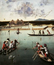 Hunting on the Lagoon, c.1490-5 (óleo no painel)