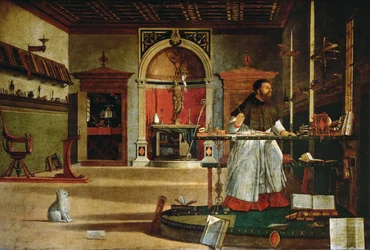 Visão de Santo Agostinho, presumivelmente retrato do Cardeal Bessarion (óleo sobre tela)