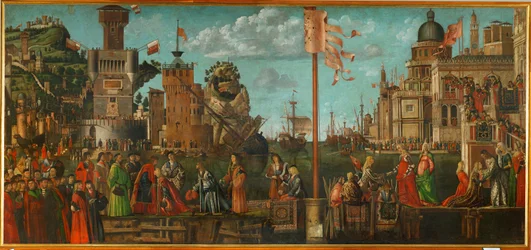 O encontro de Úrsula e do seu noivo Ereo: partida dos peregrinos (pintura sobre tela)
