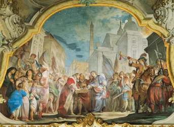 Fasti, família Aldrovandi, de Vittorio Maria Bigari (1692-1776), fresco, Palácio Aldrovandi Montanari, Bolonha, Itália