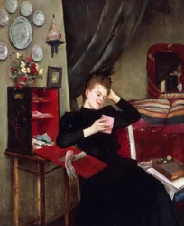 Memórias doces, pintura de Vittorio Matteo Corcos (1859-1933), óleo sobre tela, 50x61 cm