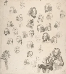 Esboços de Voltaire aos oitenta e um anos, 1775.