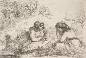 Duas mulheres em uma paisagem, 18-início do século 19., 18-início do século 19.