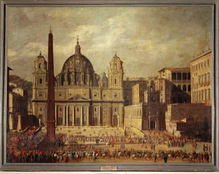 A Basílica de São Pedro em Roma. Fachada antes da renovação (pintura sobre tela)