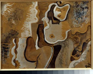 Composição abstracta - Oeuvre de Vladimir Davidovich Baranov Rossine (Baranov-Rossine) (Wladimir Daniel Baranoff Rossine) (1888-1944), gouache sur carton (24x31 cm), vers 1913 - Composição abstracta, gouache em cartão de Vladimir Davi