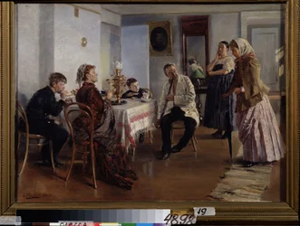 Contratar uma empregada doméstica (um emprego de empregada doméstica). Uma jovem candidata-se a um lugar, sujeita a perguntas da dona da casa, sob o olhar do marido e dos filhos, sentados à hora do chá. A jovem também é observada por uma funcionária