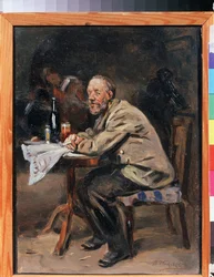 Un buveur (Um Bebedouro). Peinture de Vladimir Yegorovich Makovsky (Makovsky, Makovsky) (1846-1920), huile sur toile, art russe 19th siecle. Museu Estatal de Arte, iaroslavl (Russie)