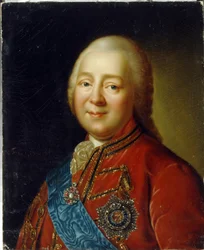 Retrato do general um conde Nikita Ivanovich Panin (1718-1783). (Retrato do General Conde N. I. Panin). Pintura de Vladimir Lukich Borovikovsky (ou Borovikovski) (1757-1825), óleo sobre papelão, final do século XVIII, arte russa. Museu Estatal de Arte do Q