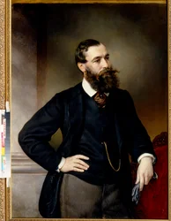 Portrait du juriste et philosophe Boris Nikolaievitch Chicherin (Tchitcherine) (1828-1904) - Peinture de Vladimir Osipovich Sherwood (Shervud) (1832-1897), huile sur toile (117x83 cm), fin 19eme siecle - (Retrato do jurista e filósofo político Bo