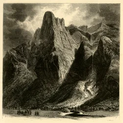 "Sentinel Rock and Fall", 1872.  