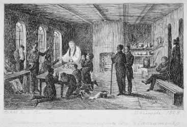 Dentro da Prisão de Newgate, Old Bailey, City of London, 1828