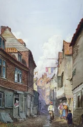 Vista dos números em Glean Alley, Bermondsey, Londres, c1825