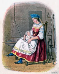 Mulher russa com bebê, 1809.