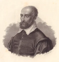 Retrato do arquiteto italiano Andrea Palladio, pseudônimo de Andrea di Pietro (1508-1580), gravura em cobre