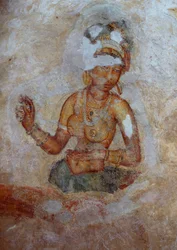 Sri Lanka, Fresco das meninas no complexo arqueológico de Sigiriya (Lista do Patrimônio Mundial da UNESCO