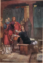 A rainha tenta confortar Hamlet, de &39;Hamlet&39;, de William Shakespeare, edição publicada por Hodder und Stoughton em 1915