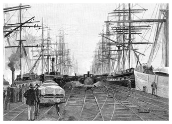 Porto de Melbourne, Victoria, Austrália, 1886.