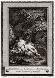 Narciso, vendo seu reflexo em uma fonte, torna-se encantado de si mesmo, 1775