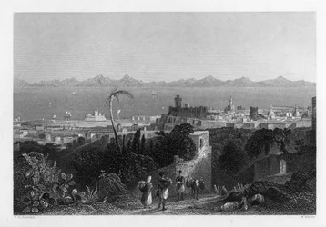 Rodes, das colinas perto de Sir Sidney Smiths Villa, 1841