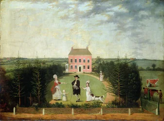 Peça de conversa diante da casa em Monument Lane, Edgbaston, 1770-1820