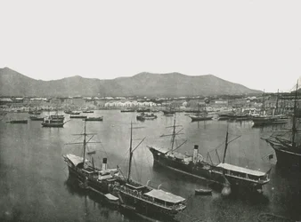Vista geral do porto, Palermo, Sicília, Itália, 1895.