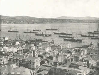 O Bósforo, olhando para Scutari, Constantinopla, Império Otomano, 1895.
