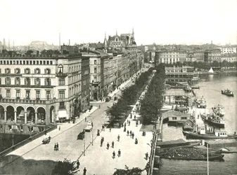 O Jungfernstieg, Hamburgo, Alemanha, 1895.