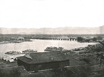 O rio Min e a grande ponte, Foochow, China, 1895.