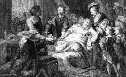 A morte de Leonardo de Vinci, 1519.