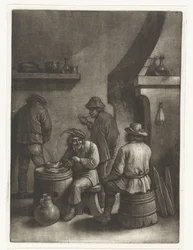 Homens junto à lareira