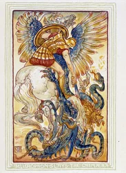 Bellerophon combat les chimeres - em "A wonder book for girls and boys", doente. por Walter Crane