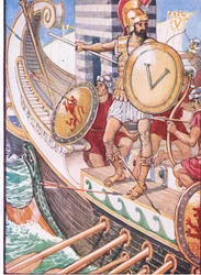 Ele se tornou um alvo para cada flecha, ilustração da The Story of Greece, de 1930