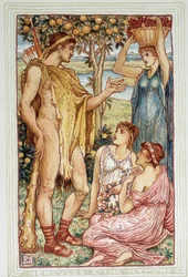 Hércules (Heracles) e as ninfas - em "A wonder book for girls and boys" de Walter Crane