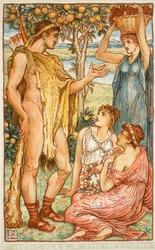 Hércules e as ninfas, ilustração de &39;A Wonder-Book para meninas e meninos&39; por Nathanial Hawthorne, 1852