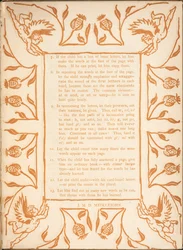 Instruções de leitura para uma criança. Uma borda floral, com querubins.