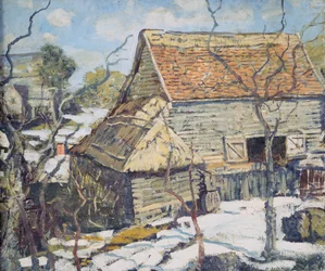 Celeiro da Pensilvânia na neve