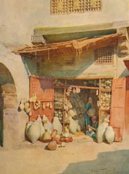 Bazar de cerâmica em uma vila do Nilo, c1905, 1912