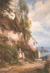 Casa de campo à beira-mar (aguarela)