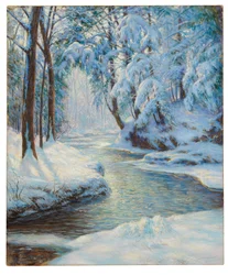 Riacho numa paisagem de neve, início do século XX (óleo sobre tela)