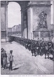 Tropas alemãs passando sob o Arco do Triunfo 1871 AD