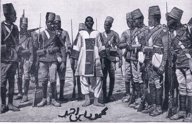 O Emir Mahmud sob guarda, ilustração fromCassells História da Inglaterra, de 1900
